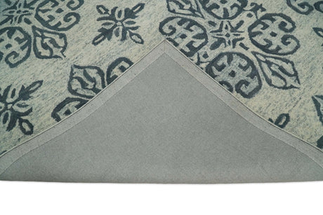 Modern Blue And Beige Hand-Tufted Wool Area Rug