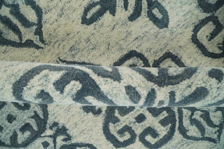 Modern Blue And Beige Hand-Tufted Wool Area Rug