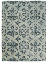 Modern Blue And Beige Hand-Tufted Wool Area Rug