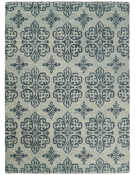 Modern Blue And Beige Hand-Tufted Wool Area Rug