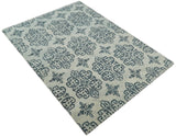 Modern Blue And Beige Hand-Tufted Wool Area Rug