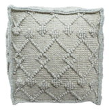 Modern Boho Design Beige Handwoven Wool Pouf