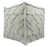 Modern Boho Design Beige Handwoven Wool Pouf