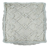 Modern Boho Design Beige Handwoven Wool Pouf