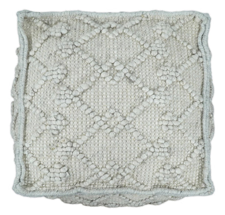 Modern Boho Design Beige Handwoven Wool Pouf