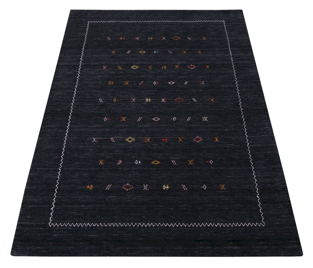 Modern Charcoal And White Hand Loomed Wool Area Rug