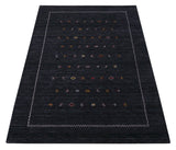 Modern Charcoal And White Hand Loomed Wool Area Rug
