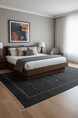 Modern Charcoal And White Hand Loomed Wool Area Rug