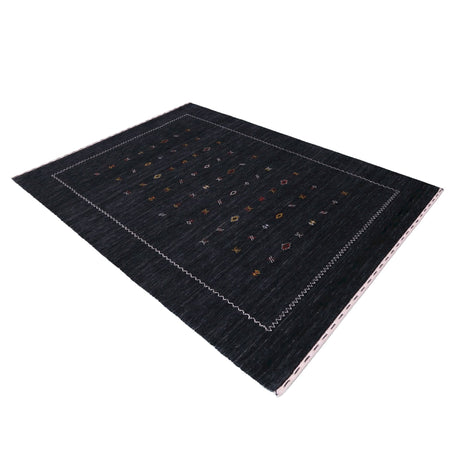 Modern Charcoal And White Hand Loomed Wool Area Rug