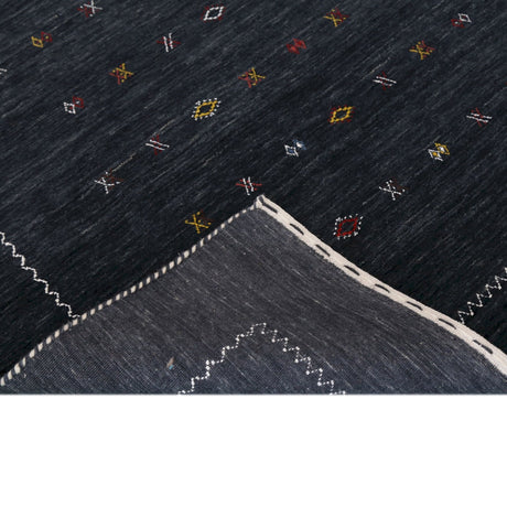 Modern Charcoal And White Hand Loomed Wool Area Rug