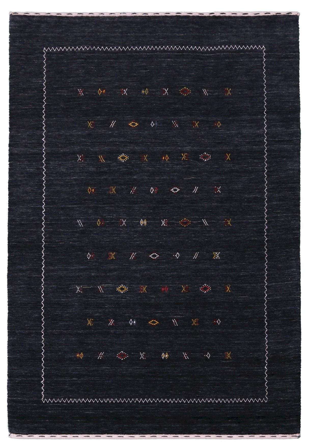 Modern Charcoal And White Hand Loomed Wool Area Rug