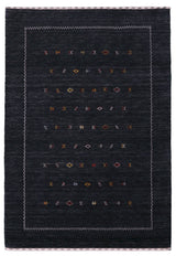 Modern Charcoal And White Hand Loomed Wool Area Rug