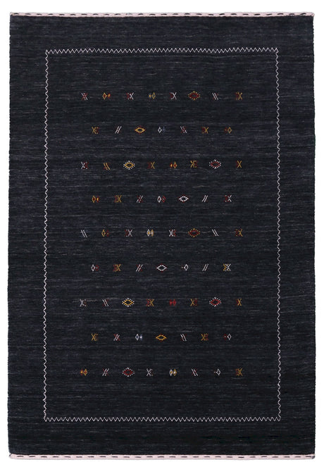 Modern Charcoal And White Hand Loomed Wool Area Rug