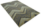 Modern Chevron Design Gold And Beige 5.6x8 Hand Knotted Bamboo Silk Area Rug