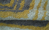 Modern Chevron Design Gold And Beige 5.6x8 Hand Knotted Bamboo Silk Area Rug