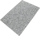 Modern Chevron Design Handmade Ivory and Silver Area Rug