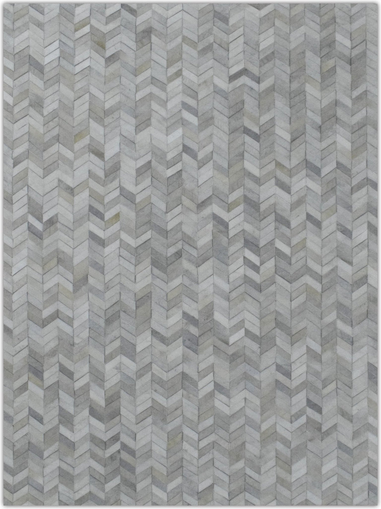 Modern Chevron Design Handmade Ivory and Silver Area Rug