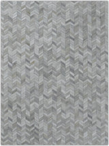 Modern Chevron Design Handmade Ivory and Silver Area Rug