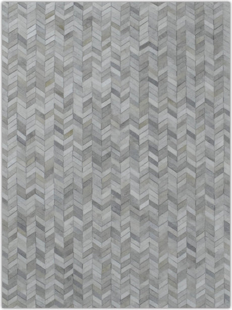 Modern Chevron Design Handmade Ivory and Silver Area Rug