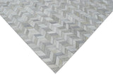 Modern Chevron Design Handmade Ivory and Silver Area Rug