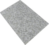 Modern Chevron Design Handmade Ivory and Silver Area Rug