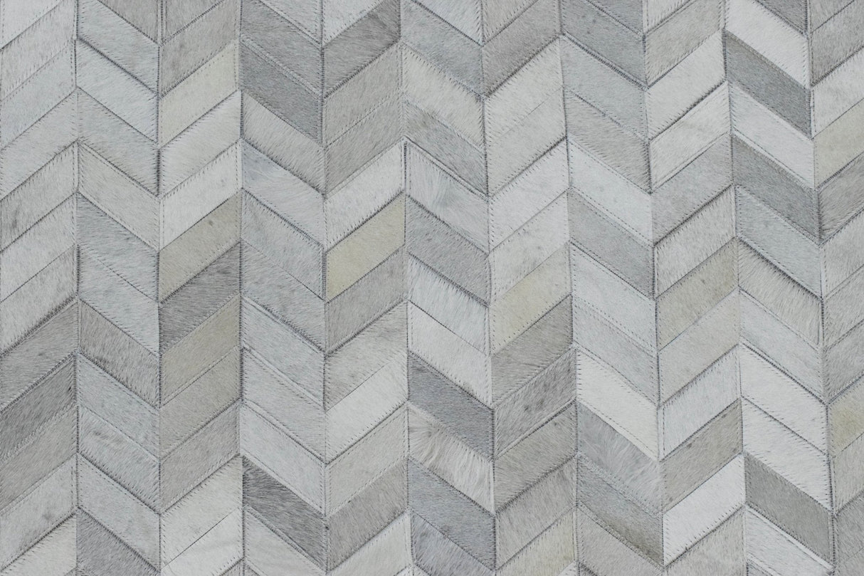 Modern Chevron Design Handmade Ivory and Silver Area Rug