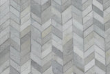 Modern Chevron Design Handmade Ivory and Silver Area Rug