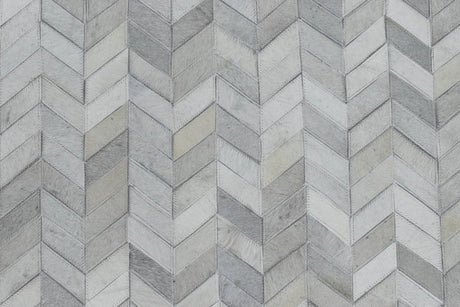 Modern Chevron Design Handmade Ivory and Silver Area Rug