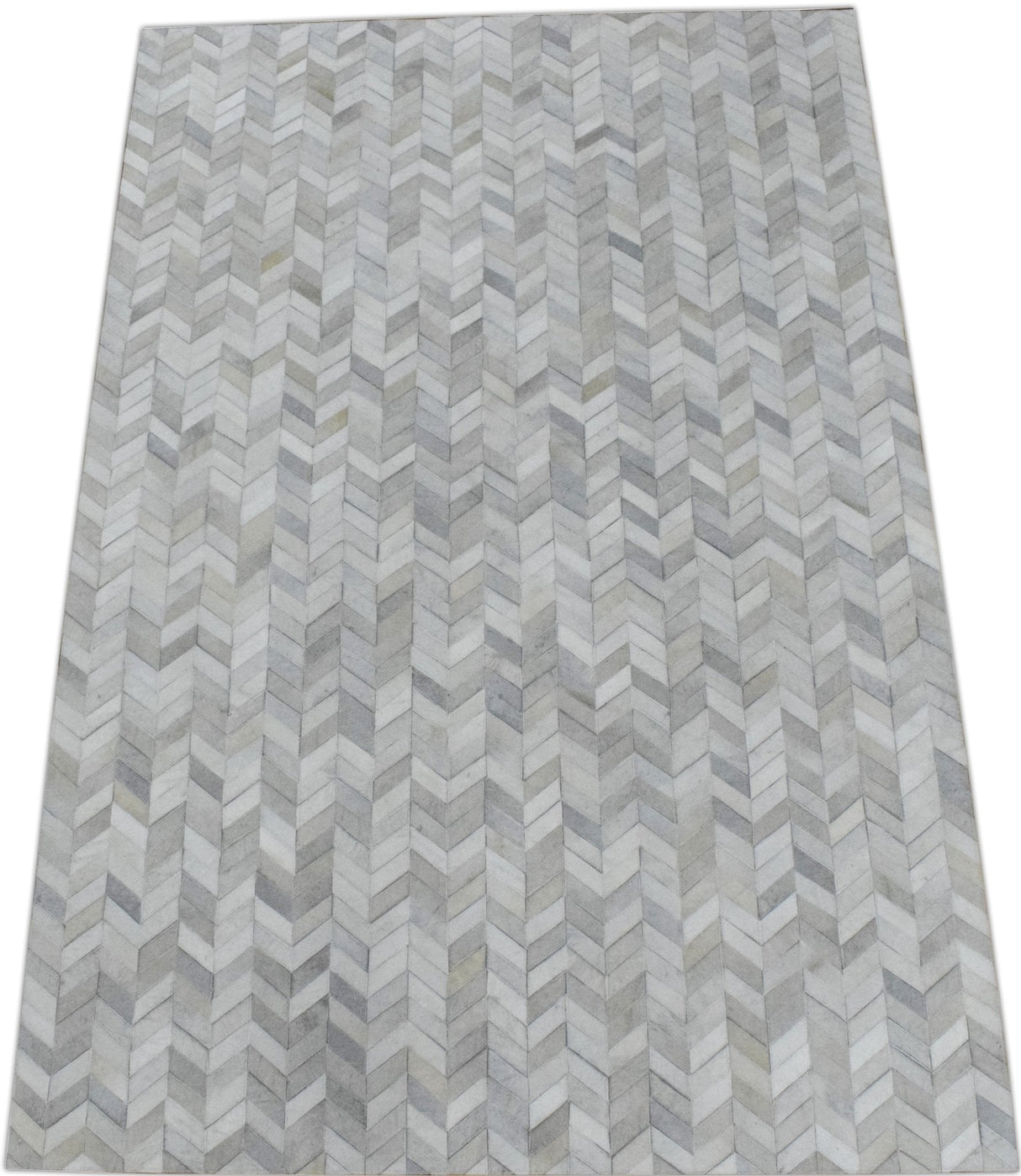 Modern Chevron Design Handmade Ivory and Silver Area Rug