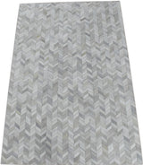 Modern Chevron Design Handmade Ivory and Silver Area Rug