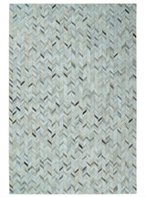 Modern Chevron Design Ivory and Silver Handmade Area Rug