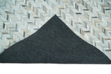 Modern Chevron Design Ivory and Silver Handmade Area Rug