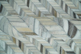 Modern Chevron Design Ivory and Silver Handmade Area Rug