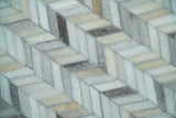 Modern Chevron Design Ivory and Silver Handmade Area Rug