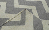 Modern Chevron Gray and Beige Dhurrie Wool Polyester 5x8 Rug