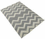 Modern Chevron Gray and Beige Dhurrie Wool Polyester 5x8 Rug