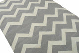 Modern Chevron Gray and Beige Dhurrie Wool Polyester 5x8 Rug