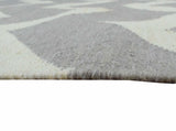Modern Chevron Gray and Beige Dhurrie Wool Polyester 5x8 Rug