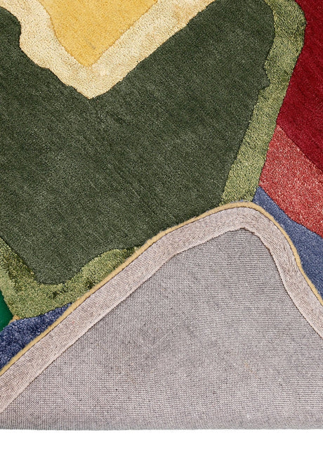 Modern Color Blocks Hand Tufted 5x8 Wool Area Rug