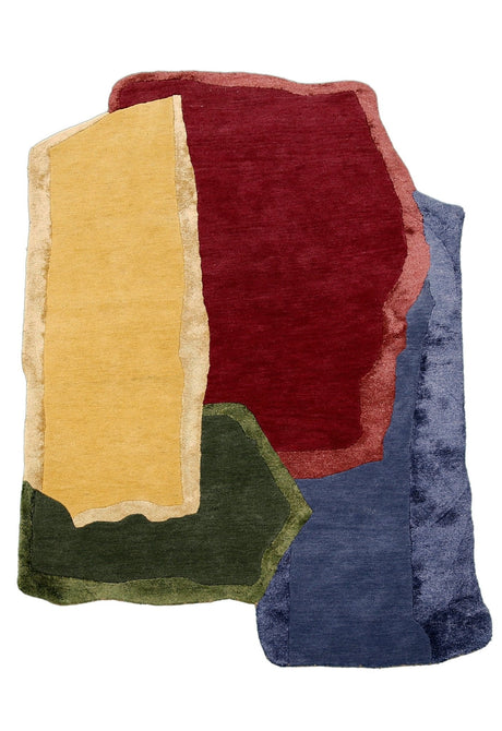 Modern Color Blocks Hand Tufted 5x8 Wool Area Rug