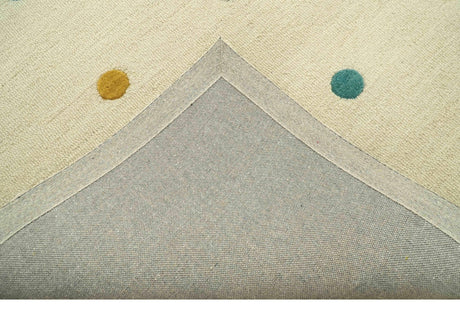 Modern Colorful Polka Dot Beige Hand Tufted Custom Made wool area rug
