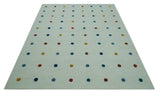Modern Colorful Polka Dot Ivory 8x10 Hand Tufted wool area rug