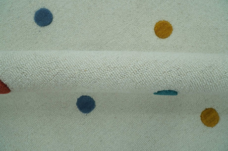 Modern Colorful Polka Dot Ivory 8x10 Hand Tufted wool area rug