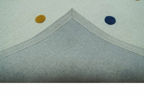 Modern Colorful Polka Dot Ivory 8x10 Hand Tufted wool area rug