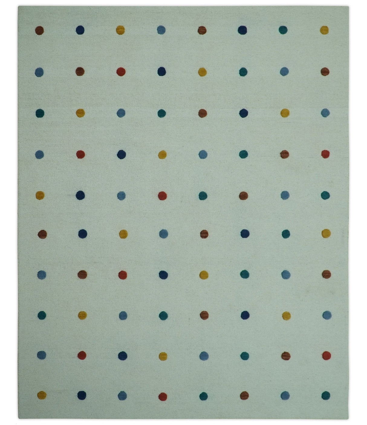Modern Colorful Polka Dot Ivory 8x10 Hand Tufted wool area rug
