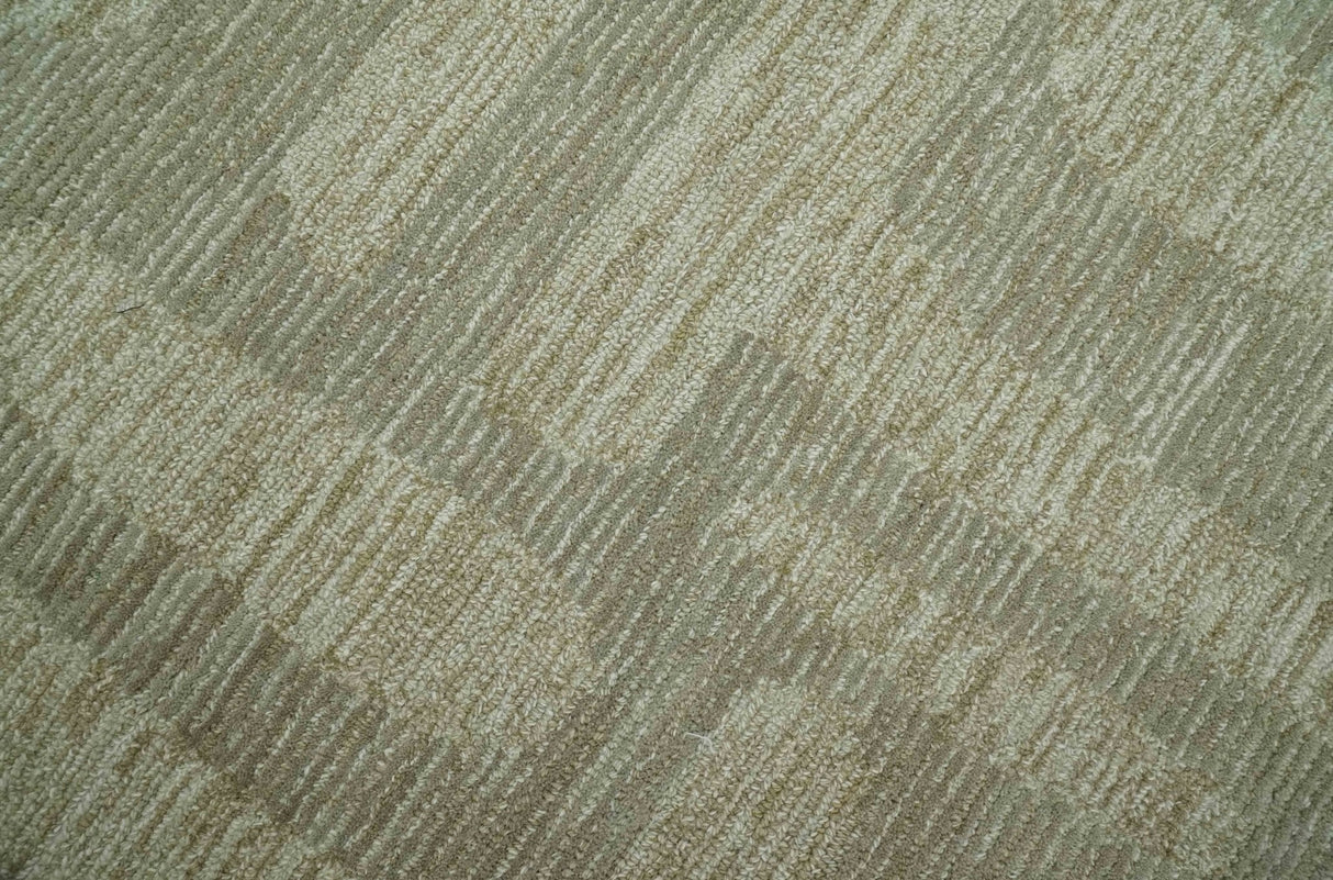 Modern Contemporarry Olive and Ivory Hand Tufted Custom Made wool rug