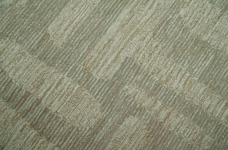 Modern Contemporarry Olive and Ivory Hand Tufted Custom Made wool rug