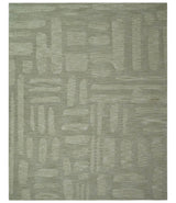 Modern Contemporarry Olive and Ivory Hand Tufted Custom Made wool rug