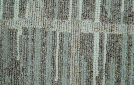 Modern Contemporary Beige And Gray Hand Knotted 2x3 Wool Area Rug