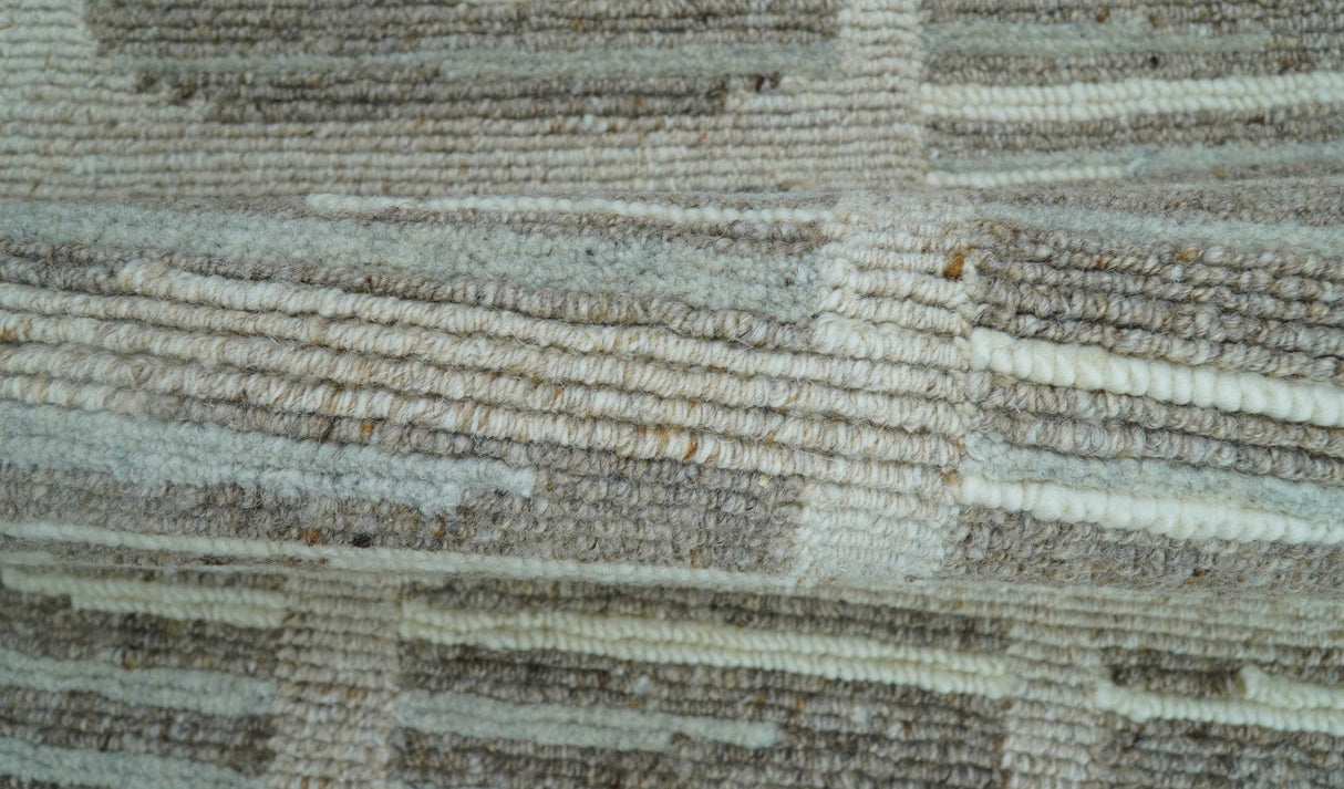 Modern Contemporary Beige And Gray Hand Knotted 2x3 Wool Area Rug